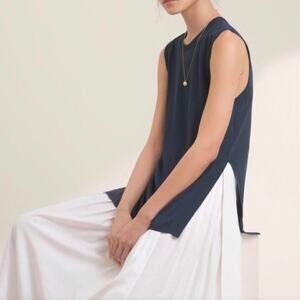 Aritzia Wilfred Palmier Knit Sweater Sleeveless Tunic Style Steel Blue Size XXS